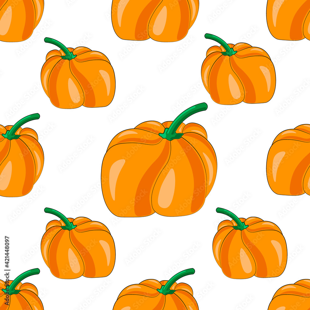 Seamless vector pattern with little orange pumpkin Seamless vector pattern with little orange pumpkin