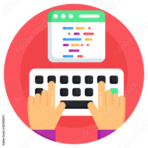
Web typing flat round icon design


