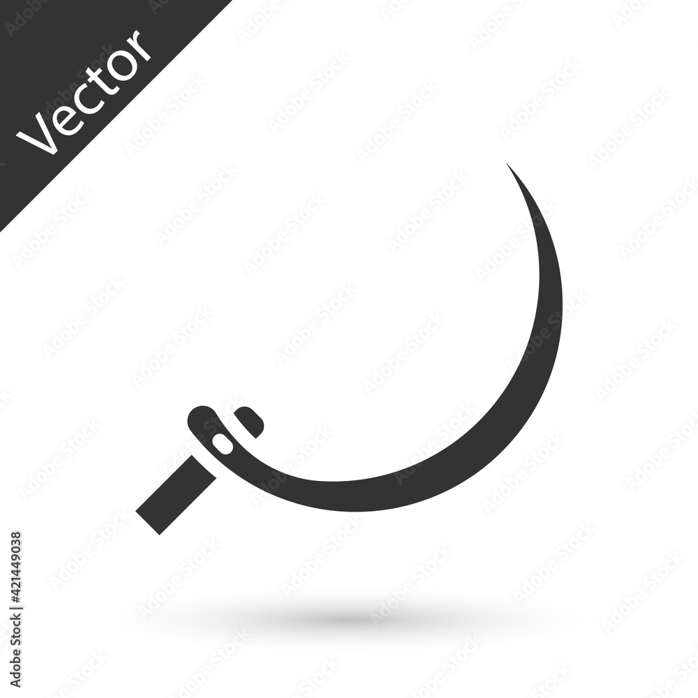 Grey Sickle icon isolated on white background. Reaping hook sign. Vector Grey Sickle icon isolated on white background. Reaping hook sign. Vector