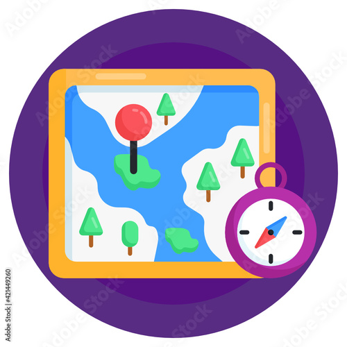 
Pin over a globe, geolocation flat icon

