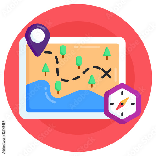 
An icon of destinations map in flat design

