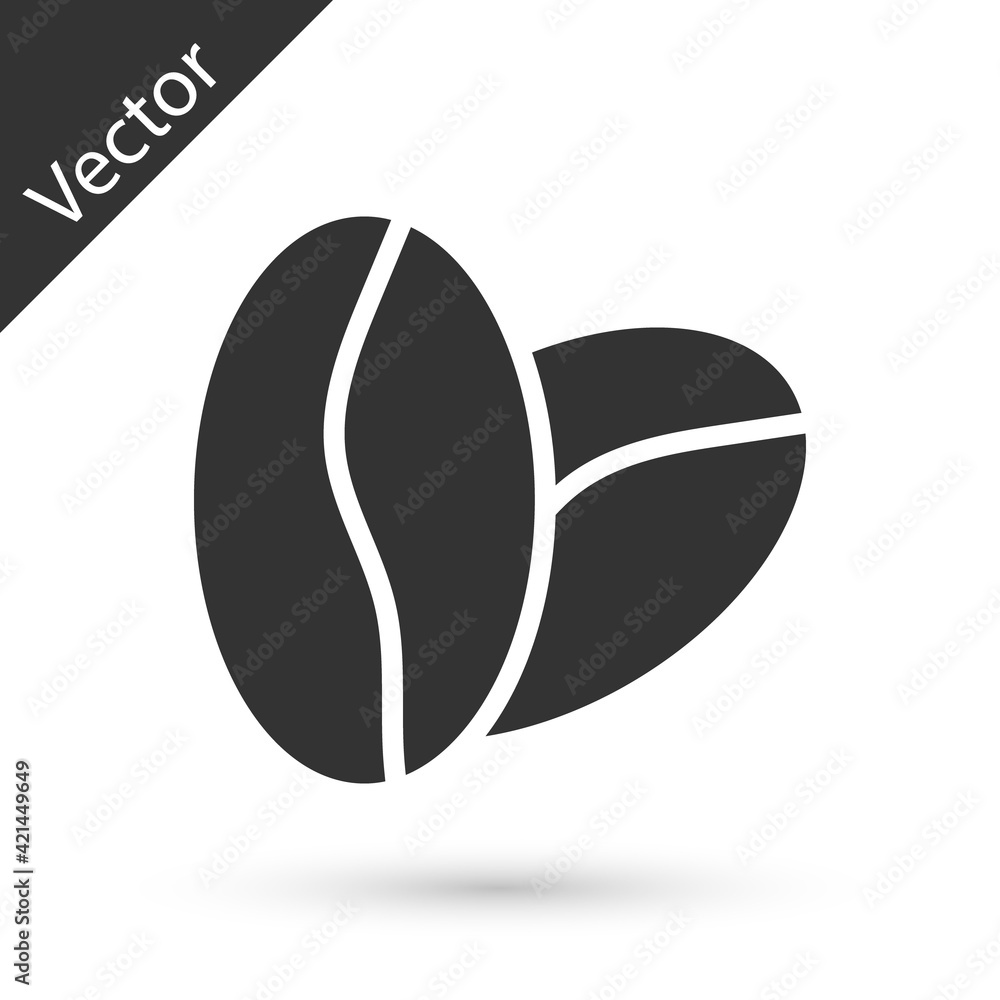 Grey Coffee beans icon isolated on white background. Vector Grey Coffee beans icon isolated on white background. Vector