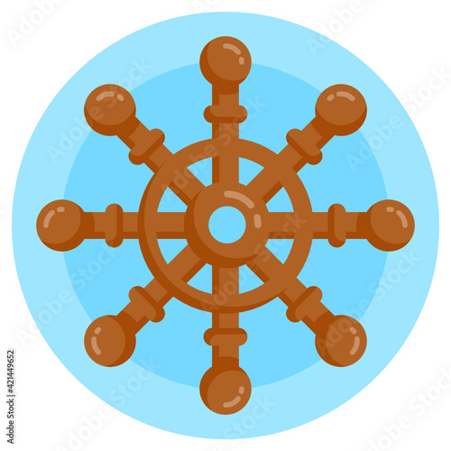 
Ship steering ship helm vector in flat icon 


