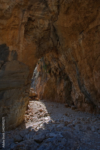 Hiking track in Imbros Gorge on Crete in Greece, Europe 