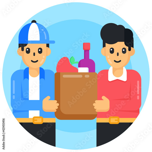 
Grocery delivery flat rounded trendy icon 

