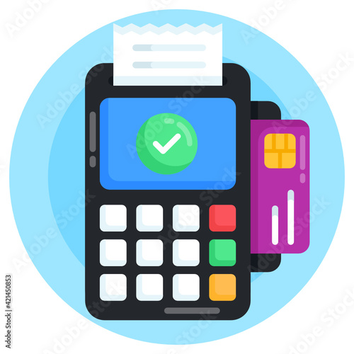 
Cash till with atm card, pos machine flat vector design 

