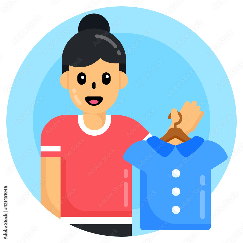 
A shopping girl icon in flat rounded design 

