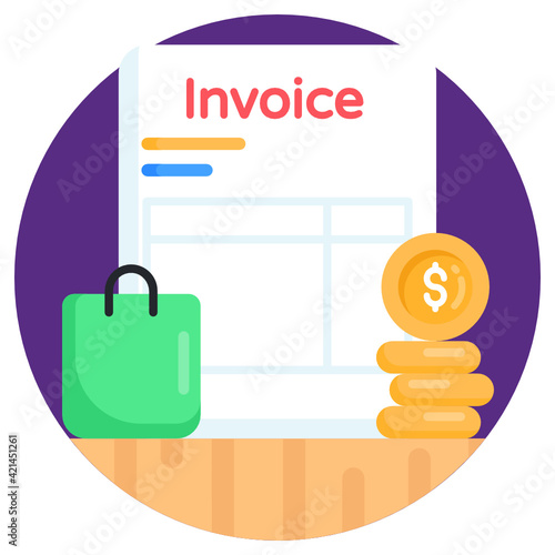 
Flat rounded icon of invoice

