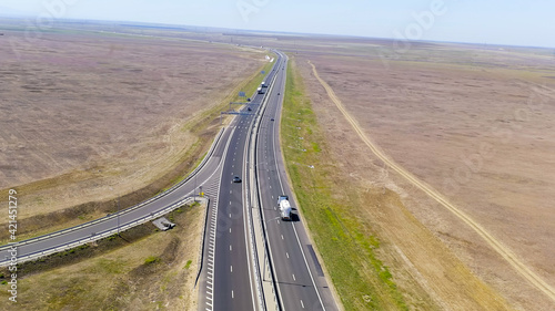 Crimea, Primorsky. New highway Tavrida. Car interchange, Aerial View photo