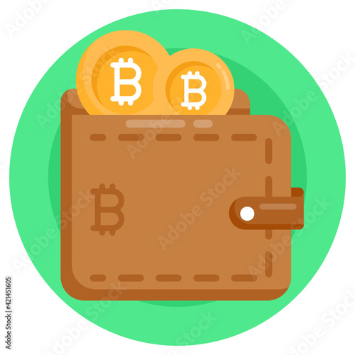 
Bitcoin wallet, flat icon design 

