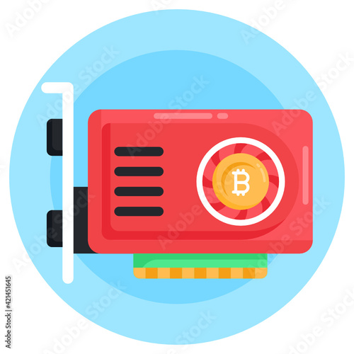 
Graphic card icon, flat vector of bitcoin gpu

