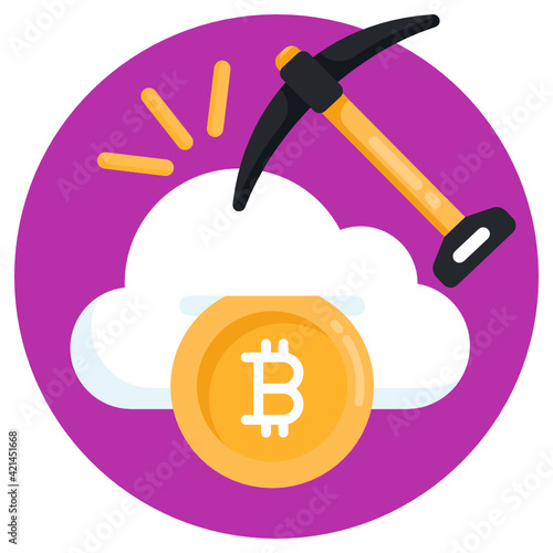 
A cloud  mining farm flat round icon 

