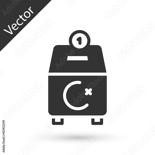 Grey Donate or pay your zakat as muslim obligatory icon isolated on white background. Muslim charity or alms in ramadan kareem before eid al-fir. Vector