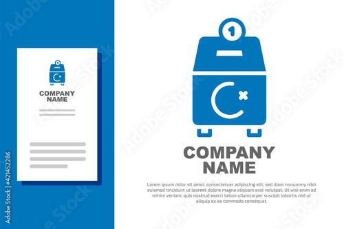 Blue Donate or pay your zakat as muslim obligatory icon isolated on white background. Muslim charity or alms in ramadan kareem before eid al-fir. Logo design template element. Vector