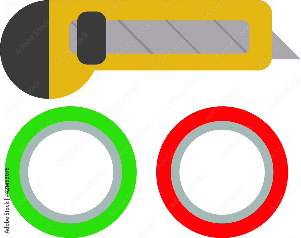 Fototapeta premium Construction accessories. Things for construction and renovation. Paper cutter.