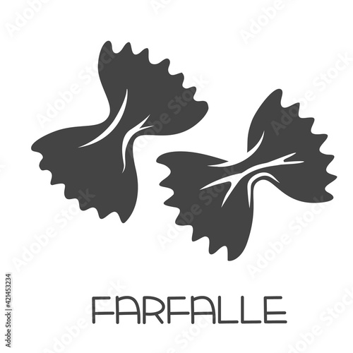 Farfalle pasta glyph icon. Italian cuisine cut monochrome badge.. Retro style vector illustration.
