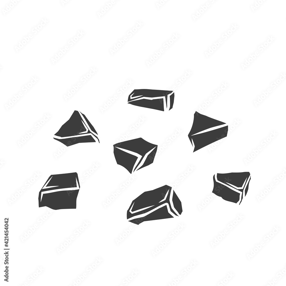 Broken chocolate pieces set glyph vector illustration for the design of