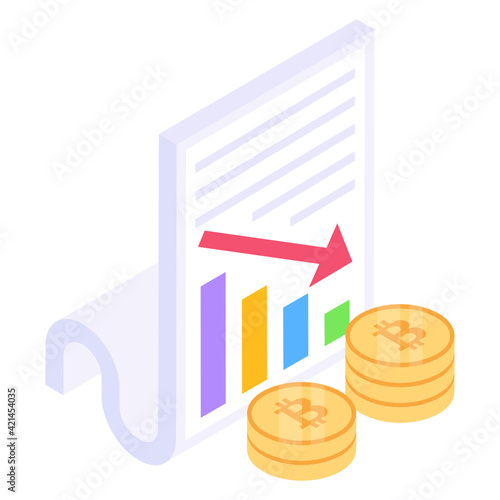
Lost bitcoin isometric trendy  icon, financial recession 

