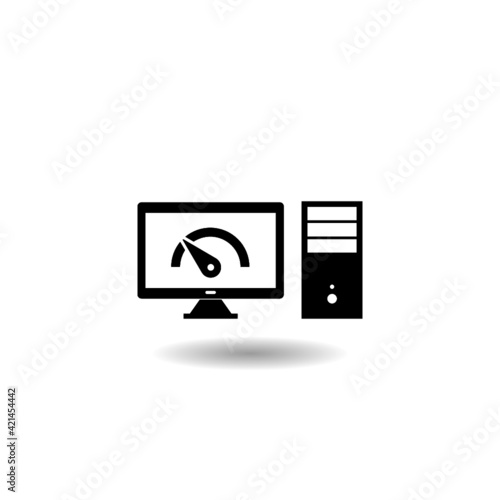 Slow PC icon with shadow