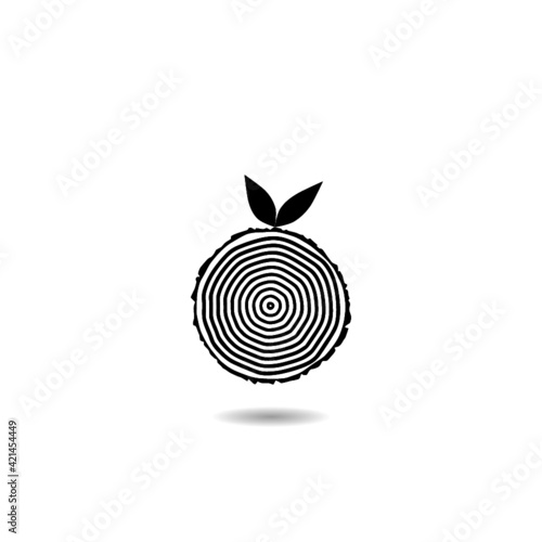 Trunk Slice with Tree Rings icon with shadow