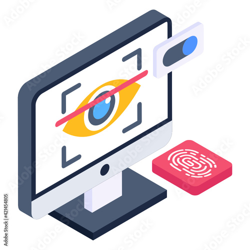 
An isometric icon of a retina scan, premium download

