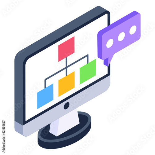 
An icon of computer structure in isometric design 

