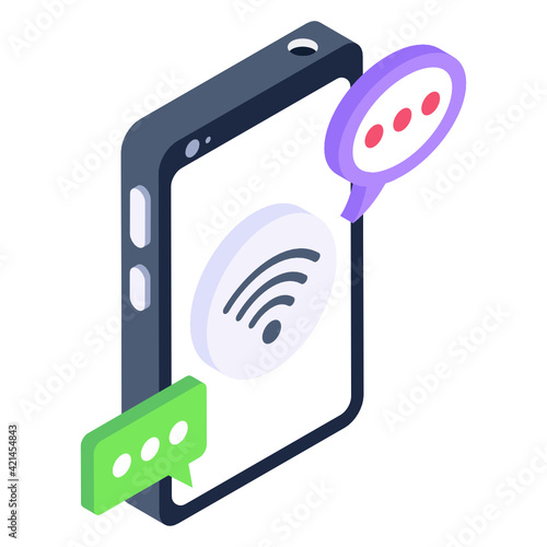 An isometric icon of smart headphones, editable design 