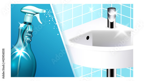 Bathroom Cleaner Creative Advertise Banner Vector Illustration
