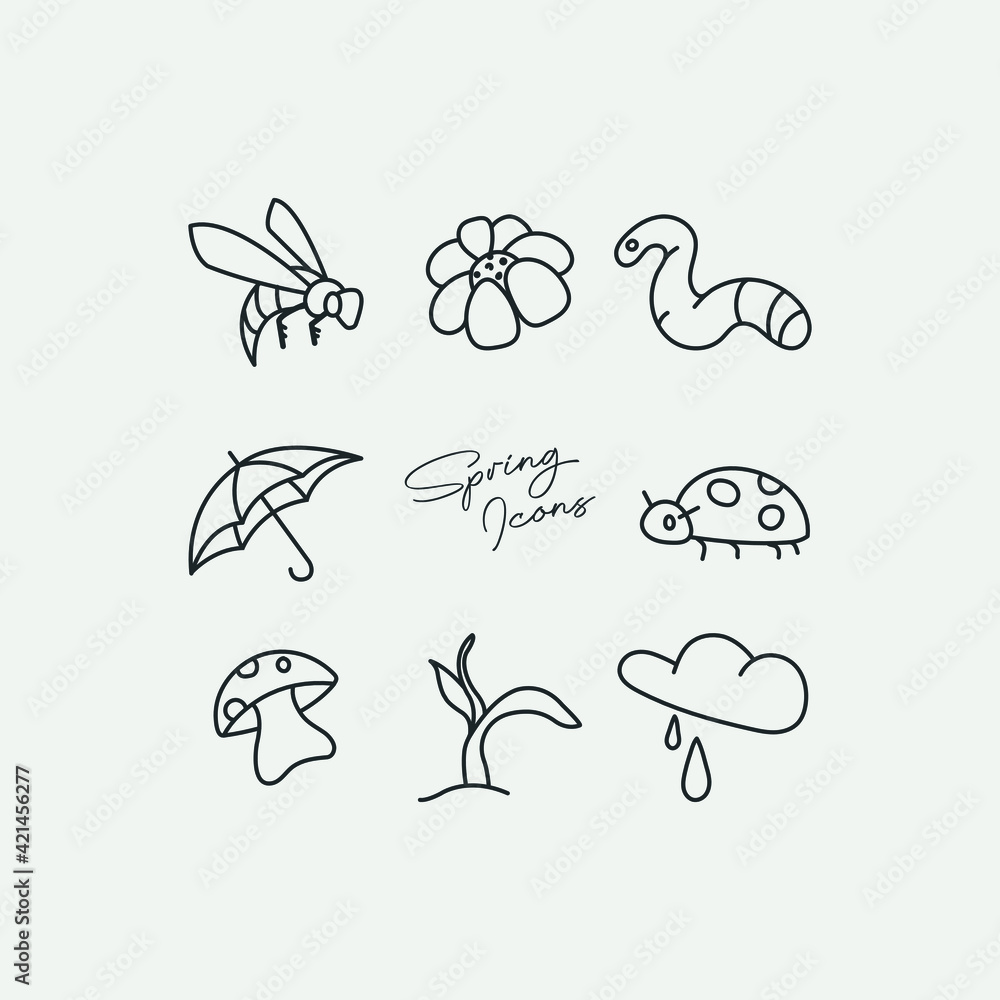 hand drawn spring icons