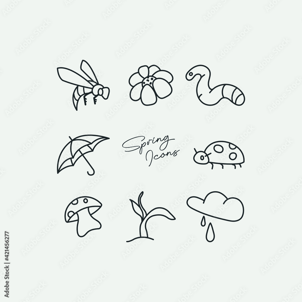 hand drawn spring icons hand drawn spring icons