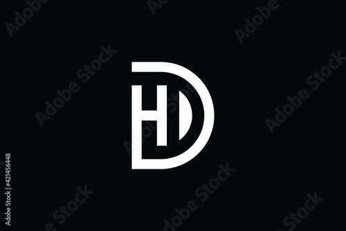 DH logo letter design on luxury background. HD logo monogram initials letter concept. DH icon logo design. HD elegant and Professional letter icon design on black background. D H HD DH