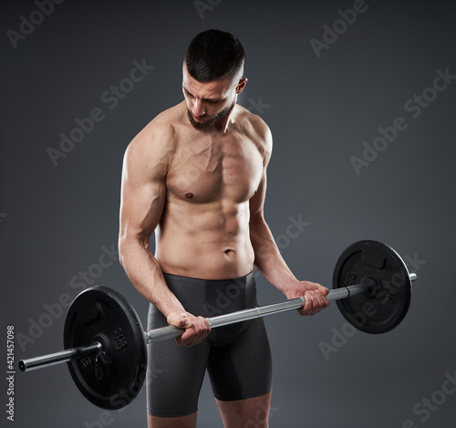 Man training with barbell