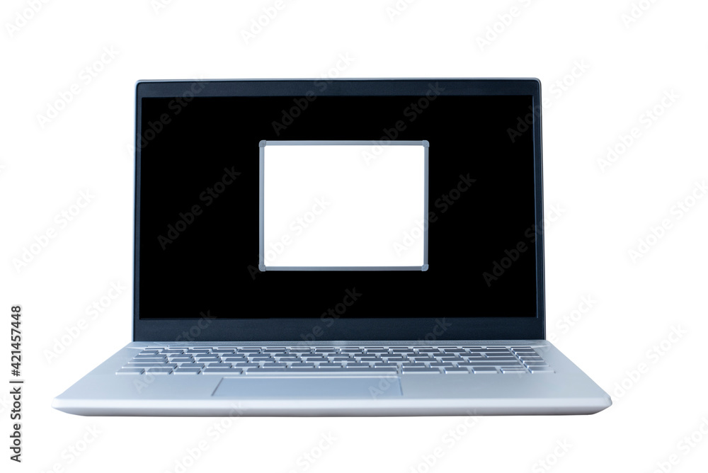 white information board on laptop screen white information board on laptop screen