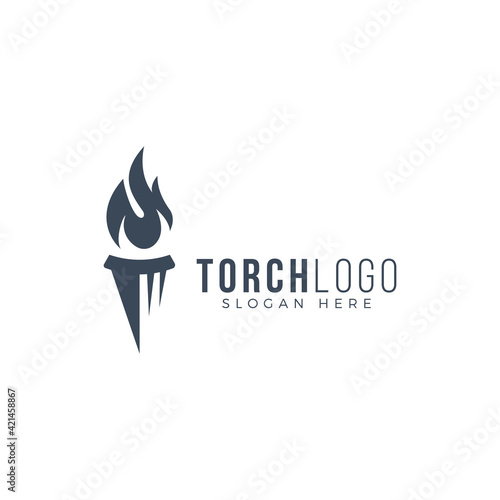 creative torch logo design vector illustration
