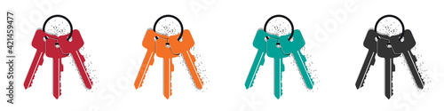 Keychain Icons - Colorful Vector Illustrations Set - Isolated On White Background