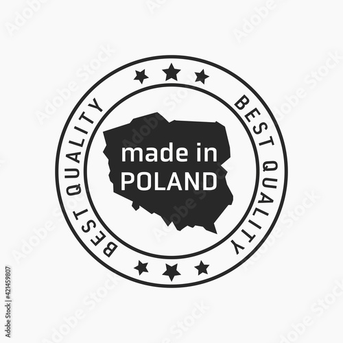 Etykieta znak oznaczenie made in Poland, wyprodukowane w Polsce na opakowania. Wektor projekt. Best quality.