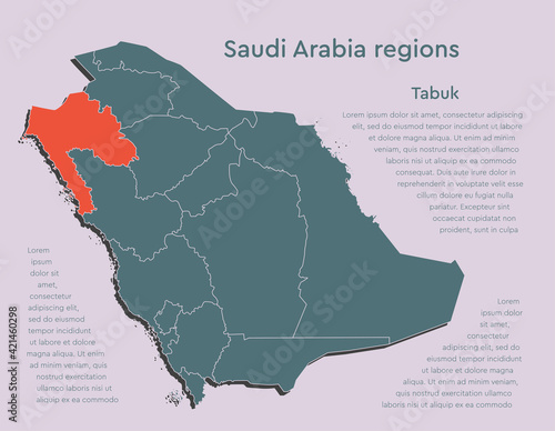 Vector map Saudi Arabia divided regions, Tabuk