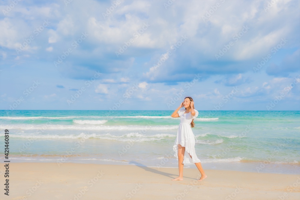 Portrait beautiful young asian woman relax smile leisure around beach sea ocean Portrait beautiful young asian woman relax smile leisure around beach sea ocean
