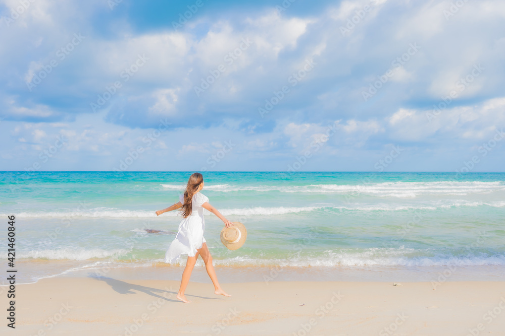 Portrait beautiful young asian woman relax smile leisure around beach sea ocean Portrait beautiful young asian woman relax smile leisure around beach sea ocean