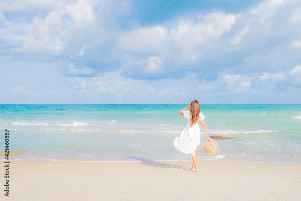 Portrait beautiful young asian woman relax smile leisure around beach sea ocean Portrait beautiful young asian woman relax smile leisure around beach sea ocean