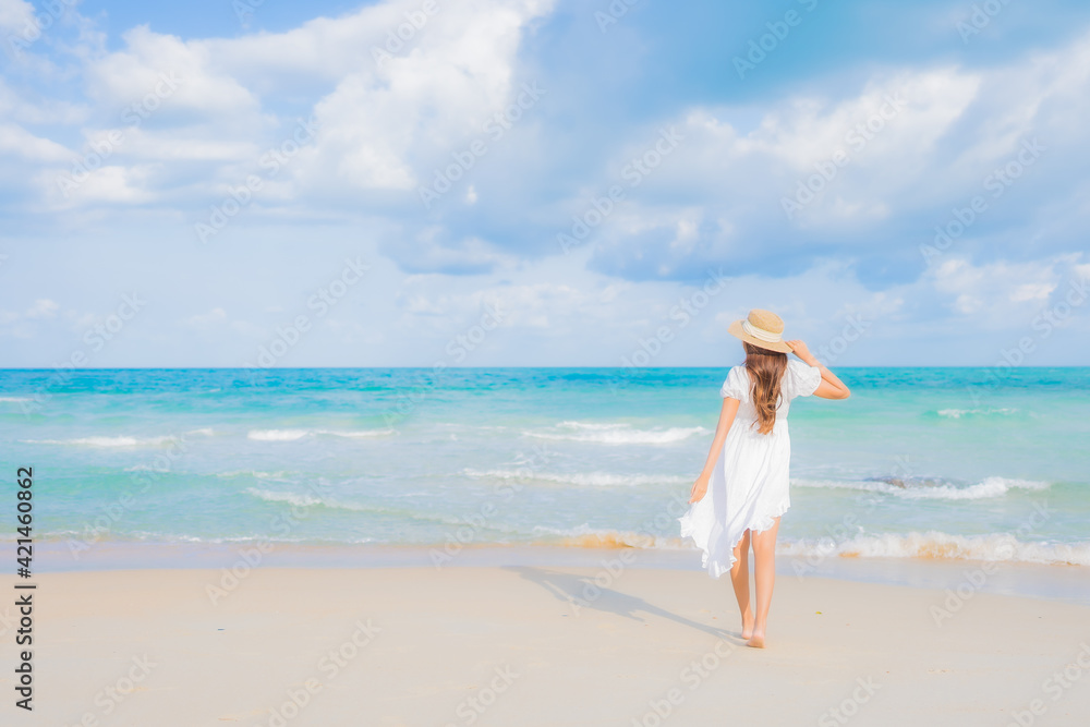 Portrait beautiful young asian woman relax smile leisure around beach sea ocean Portrait beautiful young asian woman relax smile leisure around beach sea ocean