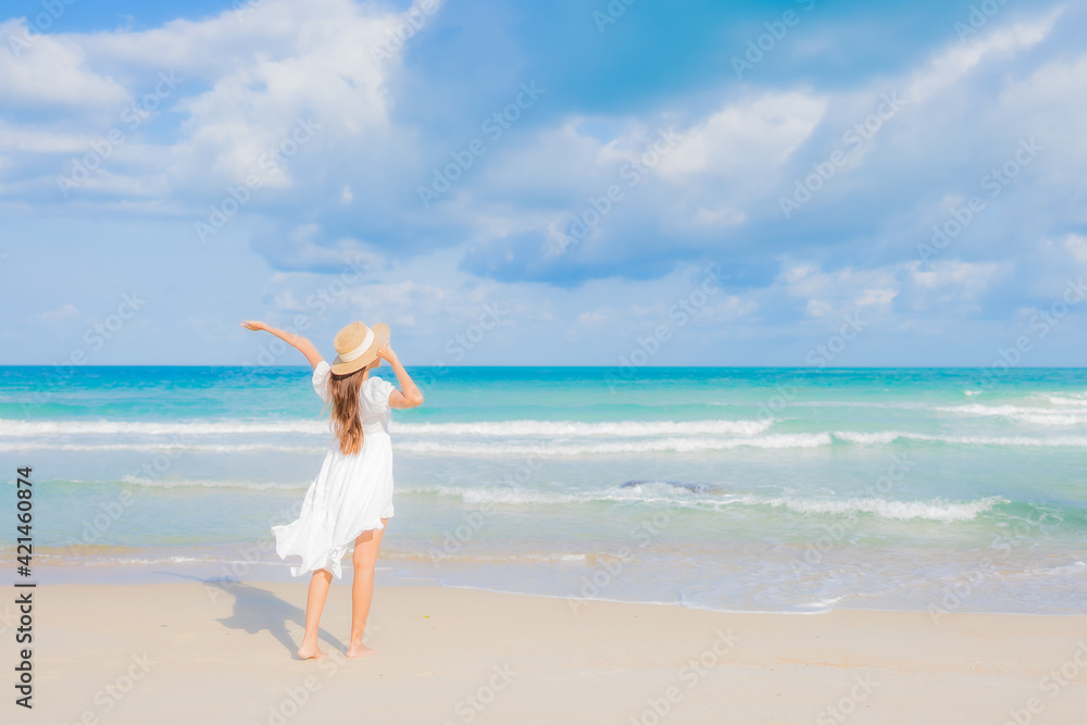 Portrait beautiful young asian woman relax smile leisure around beach sea ocean Portrait beautiful young asian woman relax smile leisure around beach sea ocean
