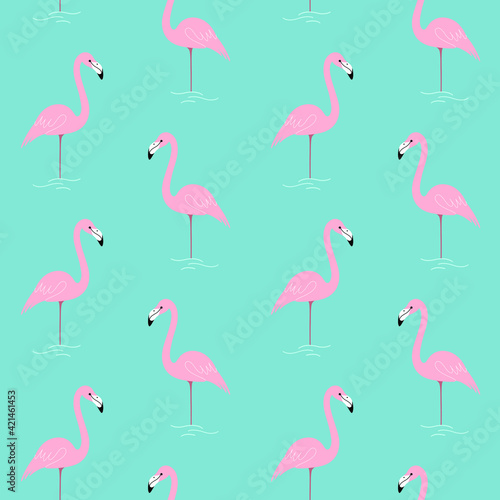 Seamless trendy pattern with flamingo. Cartoon vector illustration for prints  clothing  packaging and postcards.