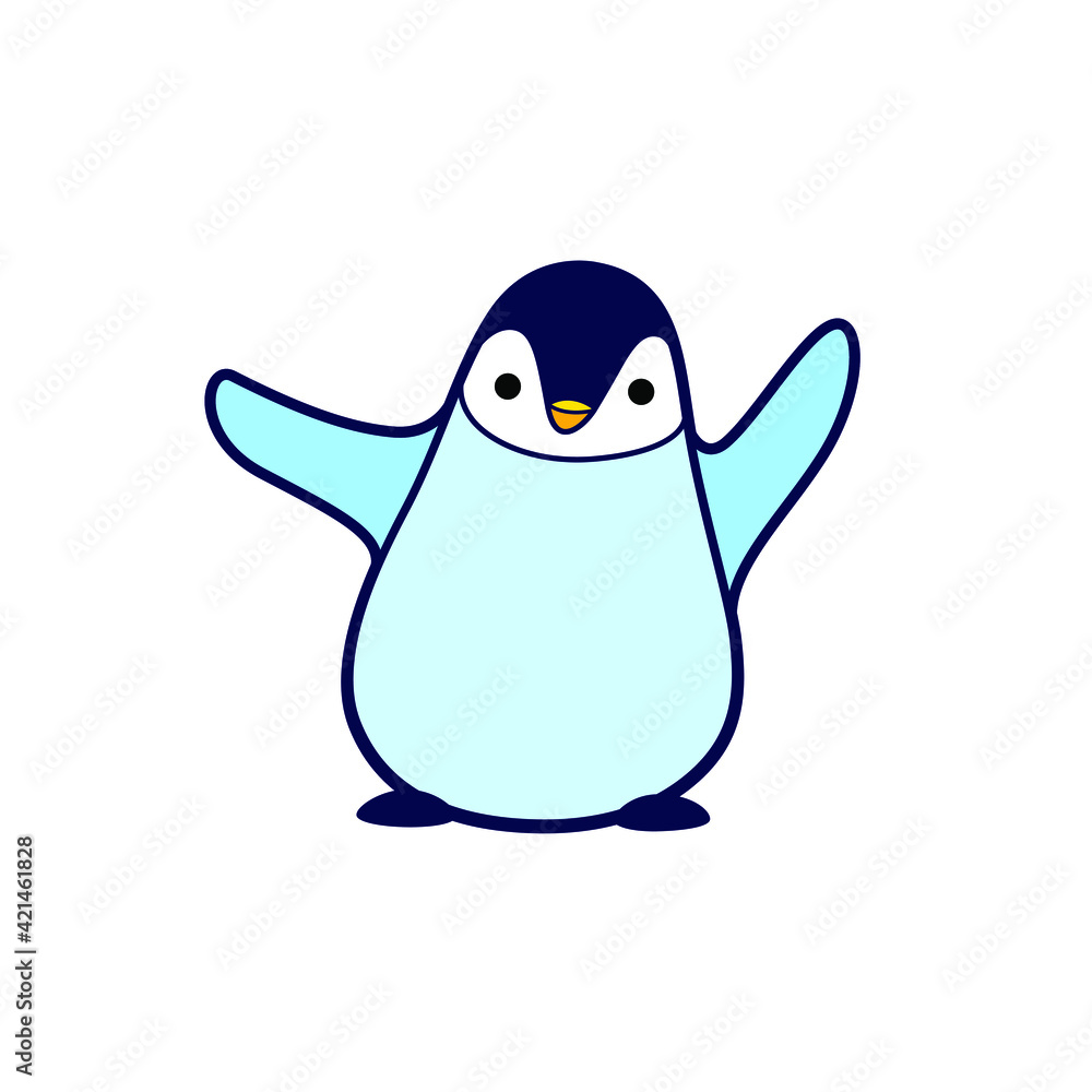 Obraz premium Cartoon penguin, cute character for children. Vector illustration in cartoon style for abc book, poster, postcard. Animal alphabet - letter P.