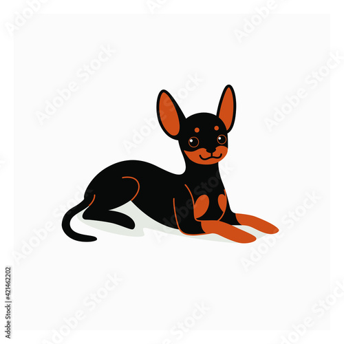 Toy Terrier. Cute dog character. Vector illustration in cartoon style for poster, postcard. © Lili Kudrili