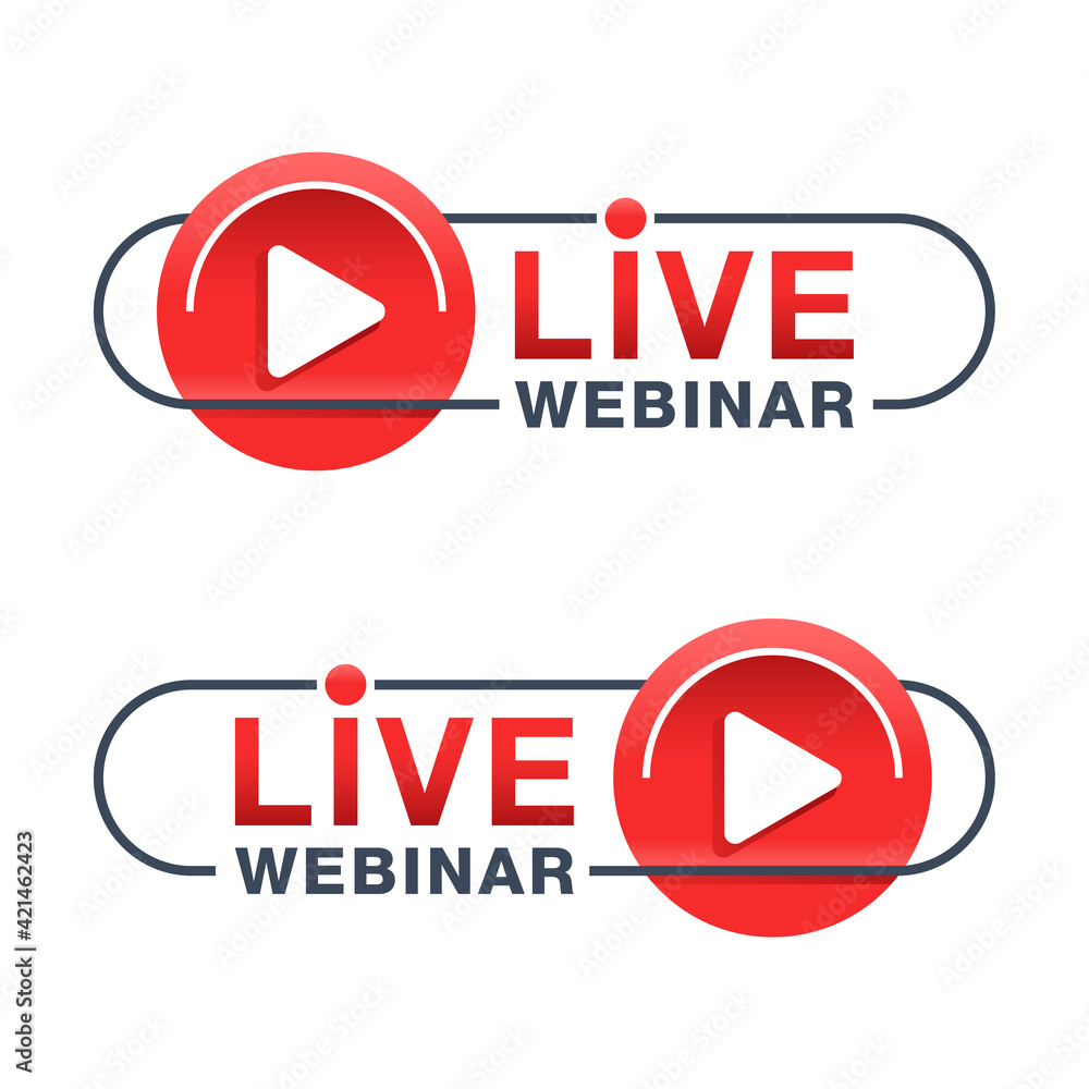 Live webinar red frounded button Live webinar red frounded button
