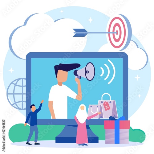 Illustration vector graphic cartoon character of Marketing advertising strategy