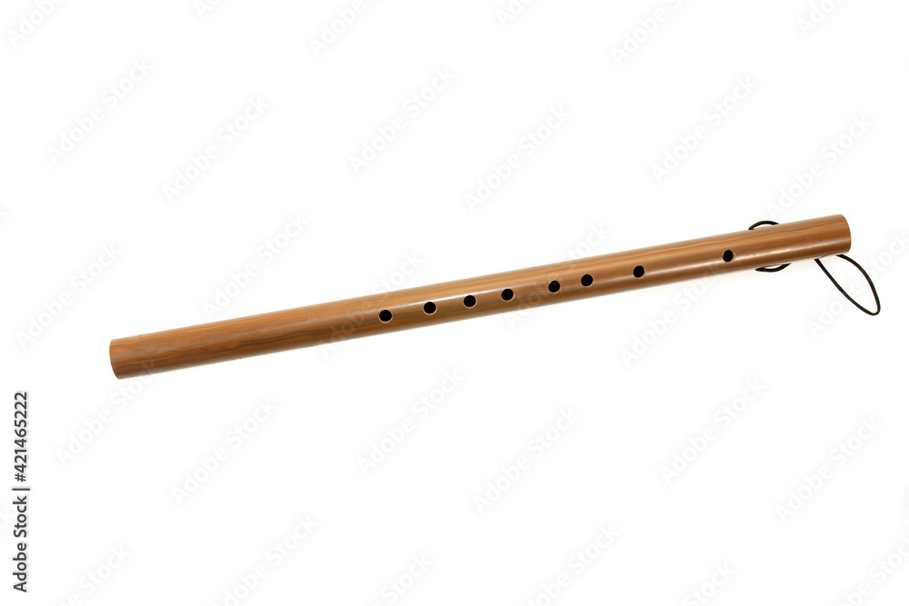 Wooden flute on white background Wooden flute on white background