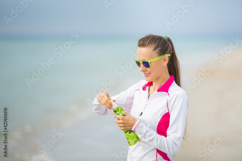 young woman relaxing after running