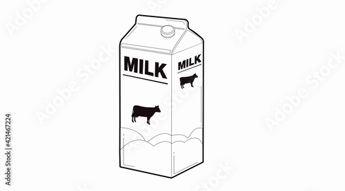 Milk flat icon. Vector isolated Milk Box Icon. Outline pictogram of a milk box